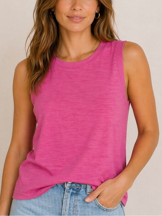 Faherty Tops - Faherty Pink Organic Cotton Sleeveless Tank Top Sunwashed Women’s Size S Crop
